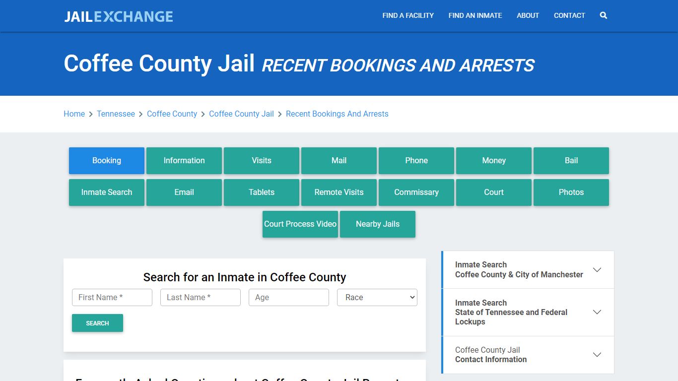 Coffee County Jail TN Recent Arrests and Bookings - Jail Exchange