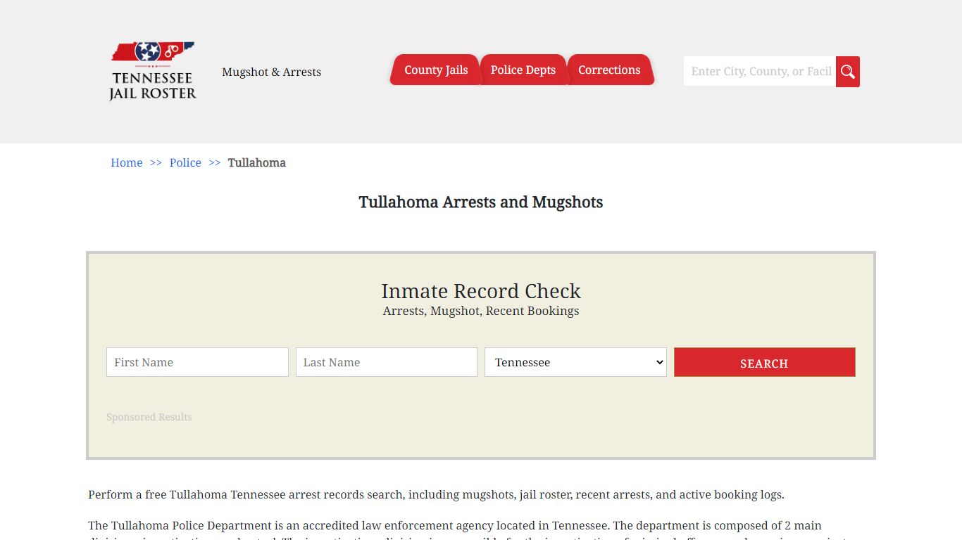 Tullahoma Arrests and Mugshots - Jail Roster Search